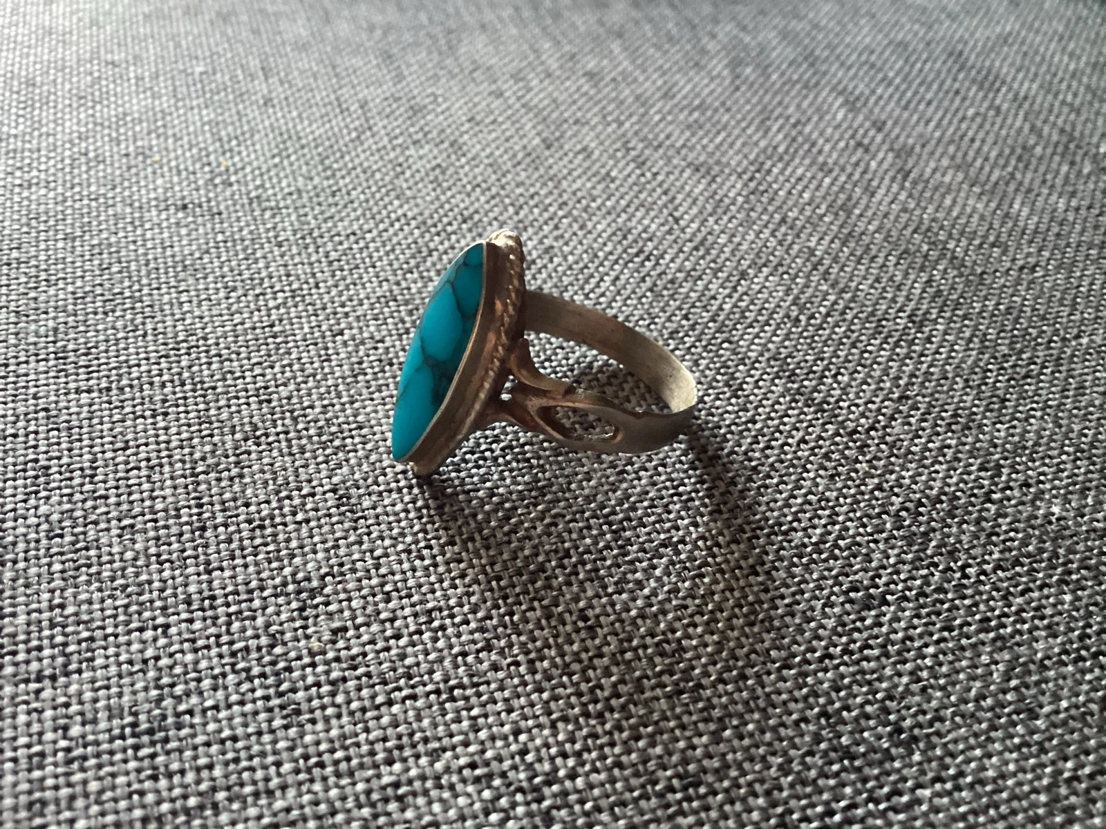 Oude zilveren ring 800 en echte turkoois – Maat 55 – photo 2